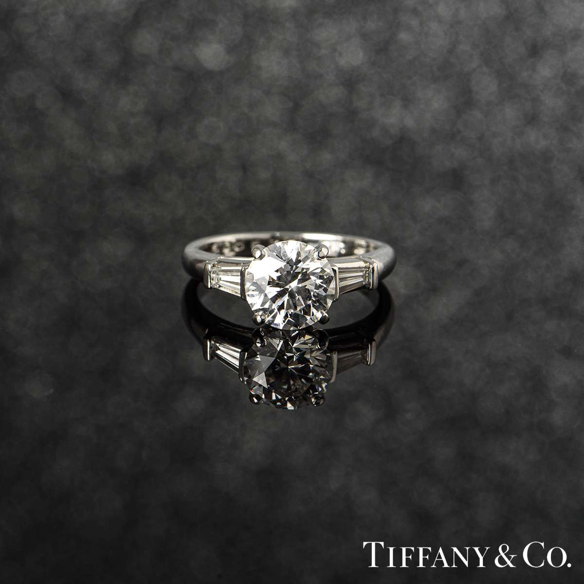 Tiffany & Co. Platinum Diamond Three Stone Ring 2.10ct E/VS1